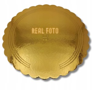 PODKŁAD POD TORT 30CM GRUBY KARBOWANY ZŁOTY 2000g