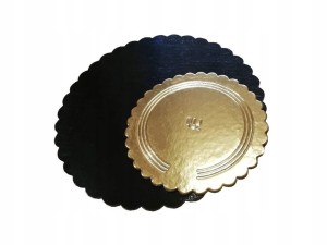 Podkład pod tort karbowany dwustronny złoto czarny 26 cm